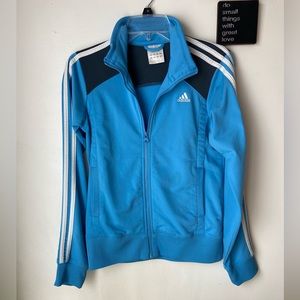 4/$15 Adidas Light Blue Zip Up Track Jacket Size Small